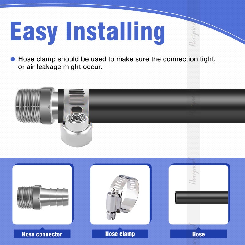 Horiznext NPT 1" male thread to 1 inch O.D. barb stainless steel pipe fitting, for connecting 1 inch I.D. air hose tubing, pack of 2 pcs - Image 3